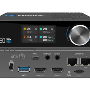 Kiloview N60, codificador y decodificador HDMI 4K bidireccional con NDI®, SRT, PoE, doble Ethernet Gigabit, grabación integrada y funciones broadcast profesionales.