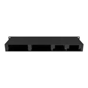 Chasis rack Kiloview RU01 de 1U con capacidad para cuatro módulos de codificación y decodificación, doble fuente redundante y refrigeración profesional.