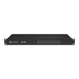 Chasis rack Kiloview RU01 de 1U con capacidad para cuatro módulos de codificación y decodificación, doble fuente redundante y refrigeración profesional.