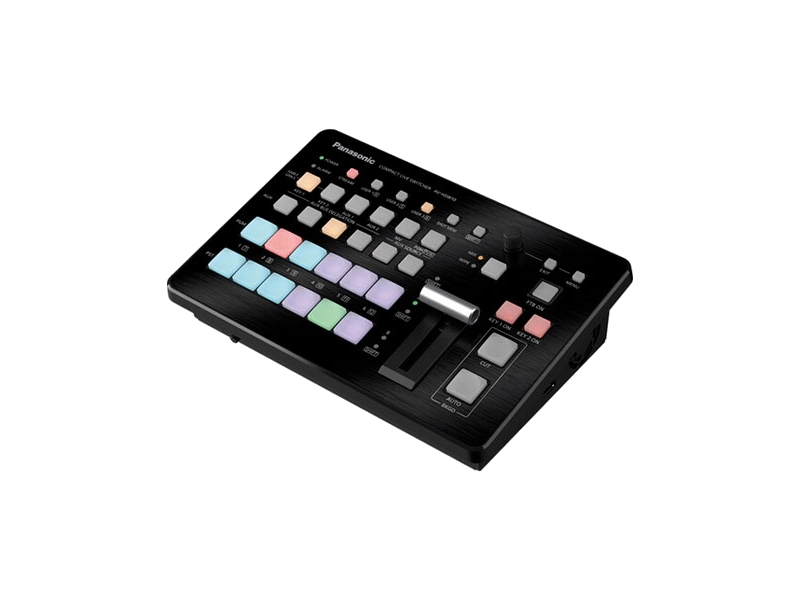 Mezclador Panasonic AV-HSW10 con entradas SDI, HDMI e IP, compatibilidad con NDI®, SRT, USB-C y funciones profesionales para producción en directo.