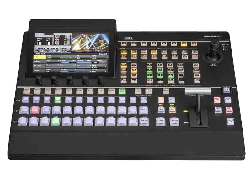 Mezclador Panasonic AV-UHS500 4K UHD con interfaces 12G-SDI, HDMI, arquitectura modular, cinco keyers y compatibilidad NDI® opcional.