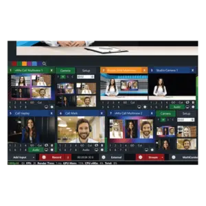 Software profesional vMix para producción de vídeo en directo, streaming, realización multicámara y producción broadcast con diferentes opciones de licencia.