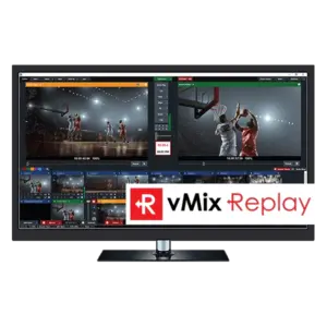 Software profesional vMix para producción de vídeo en directo, streaming, realización multicámara y producción broadcast con diferentes opciones de licencia.