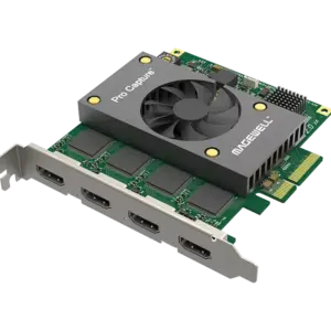 Tarjeta de captura Magewell Pro Capture Quad HDMI con cuatro entradas HDMI independientes para producción audiovisual y streaming profesional.