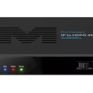 Magewell Pro Convert IP to HDMI 4K, decodificador profesional de vídeo IP con salida HDMI 4K60 y soporte para NDI, SRT, RIST y otros protocolos.