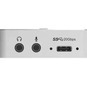 Dispositivo Magewell USB Capture HDMI 4K Plus para captura de vídeo HDMI 4K mediante USB 3.0 con salida loop-through y conexión de audio.