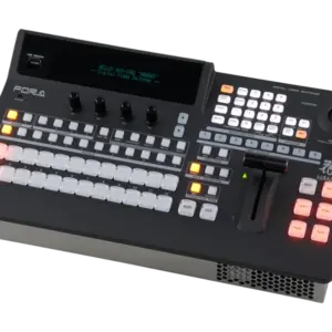 Mezclador de vídeo profesional FOR-A HVS-190S/190I 1 M/E con entradas SDI, salidas SDI y HDMI, keyers, DVE y conectividad NDI opcional.