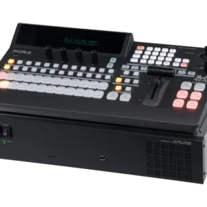 Mezclador de vídeo profesional FOR-A HVS-190S/190I 1 M/E con entradas SDI, salidas SDI y HDMI, keyers, DVE y conectividad NDI opcional.