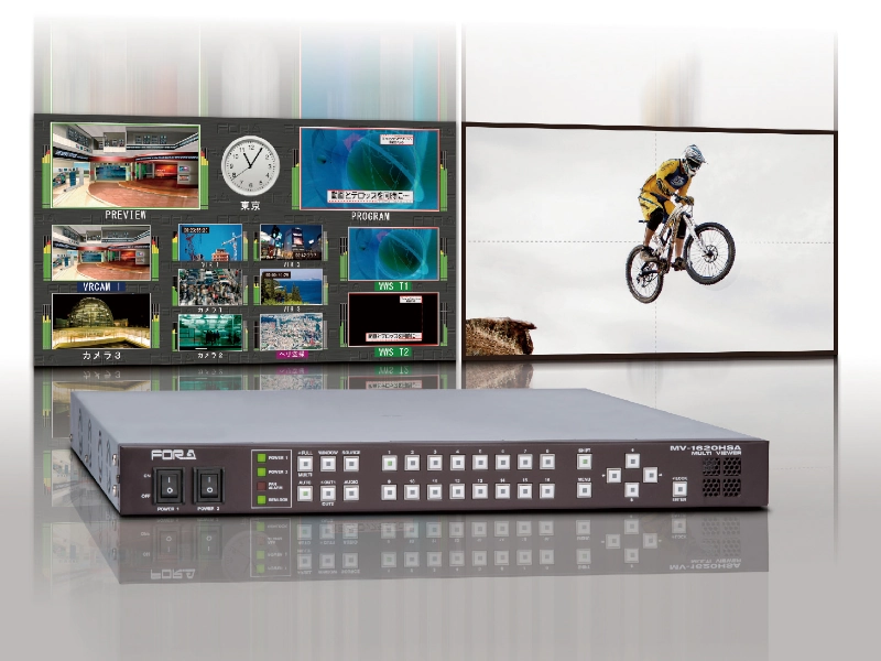 Multiviewer profesional FOR-A MV-1620HSA 1U con 16 entradas 3G-SDI, HD-SDI, SD-SDI y vídeo compuesto para monitorización broadcast.