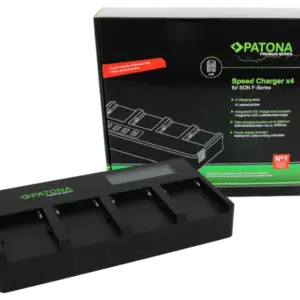 Cargador rápido PATONA Premium de cuatro canales para baterías Sony NP-F970, NP-F960, NP-F950 y otras baterías de la serie F.